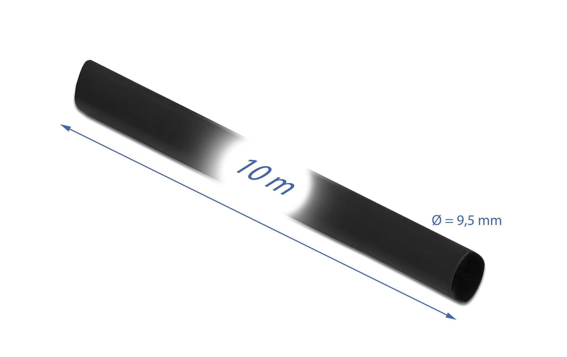 DeLOCK Schrumpfschlauch, Ø 9,5 mm, 10 m – schwarz