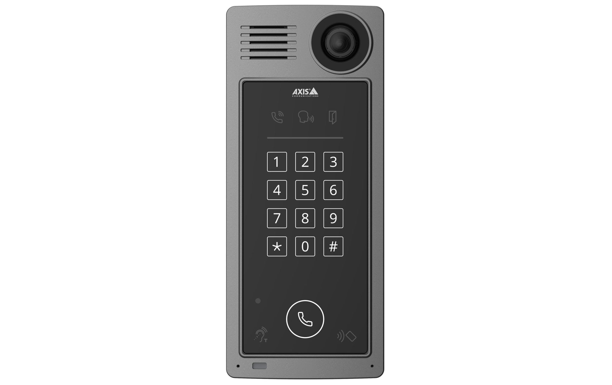 Axis Netzwerk Video Intercom A8207-VE MKII – für HID iClass, Mifare DESFire EV1/EV2, 1 Taste, grau, IP66