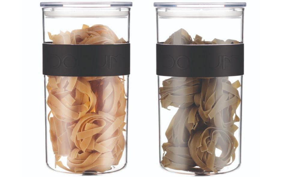 Bodum Vorratsglas – 2 l, Kunststoff, schwarz, Deckel, spülmaschinenfest, stapelbar, 2 Stück