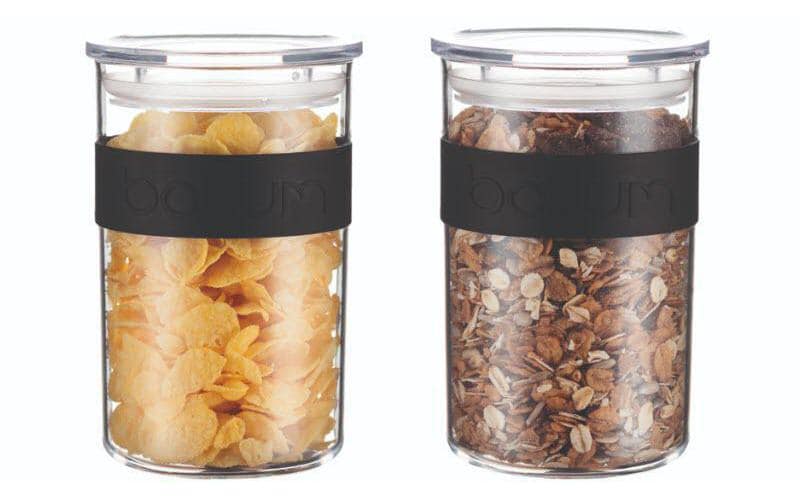 Bodum Vorratsdose 600 ml, Ø 9,5 × 15,5 cm, Kunststoff, Schwarz/Transparent, 2er-Set