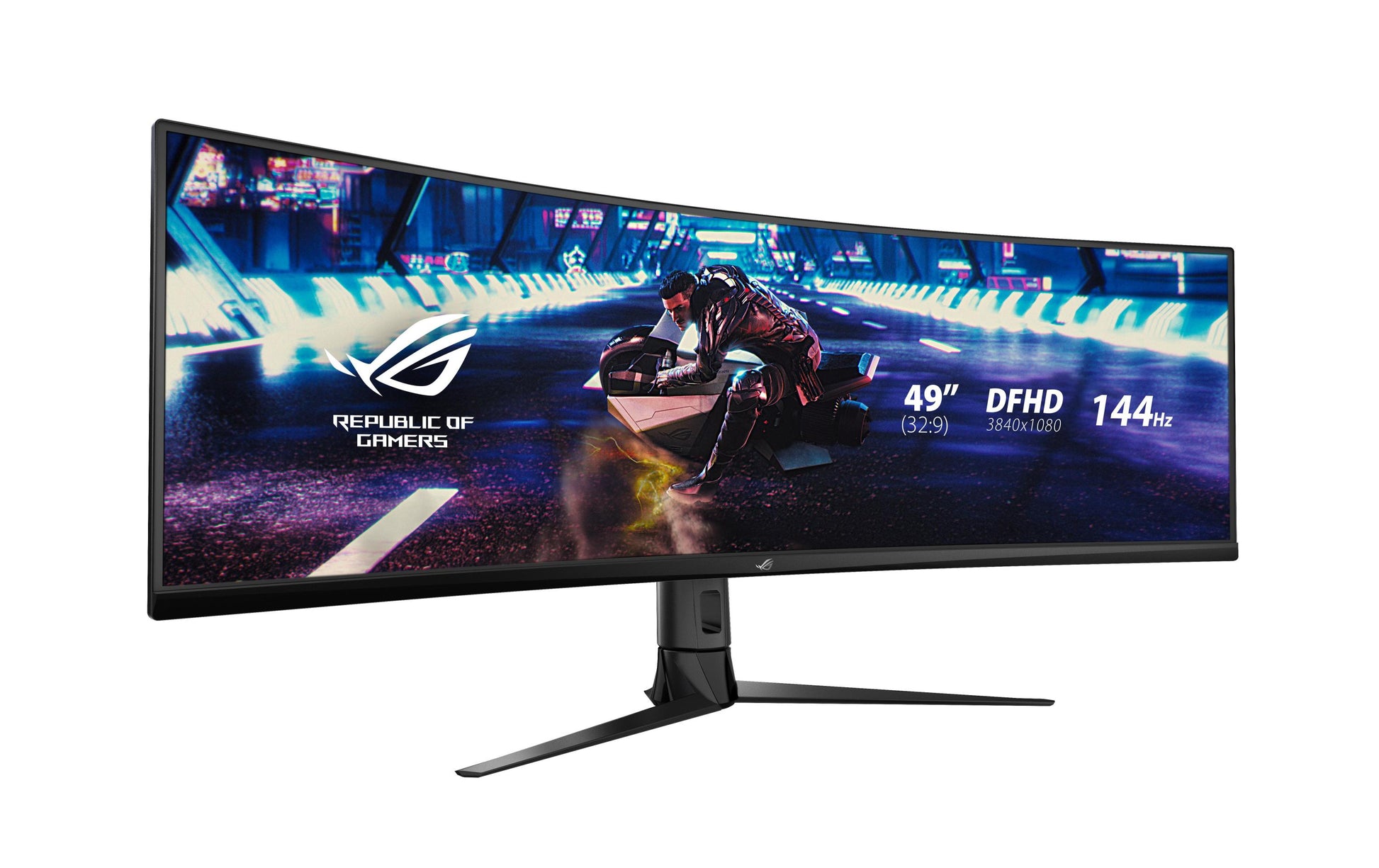 ASUS ROG Strix XG49VQ – Monitor, 49", VA, 144 Hz, 450 cd/m², Gebogen, VESA 100 × 100, Schwarz