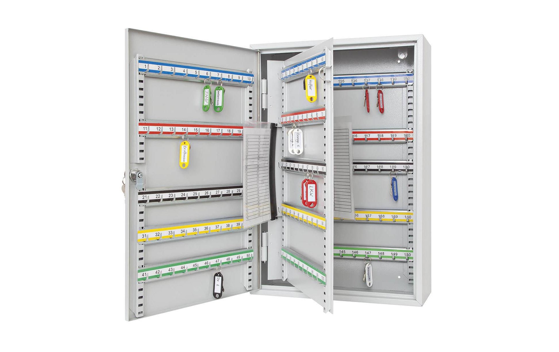 Wedo Schlüsselkasten, Zylinderschloss, Stahlblech, Grau – B 380 × H 550 × T 140 mm – Wandmontage