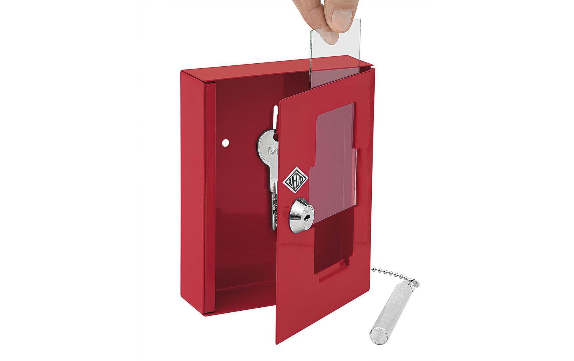 Wedo 102 50102X – Notschlüsselkasten, Rot, 120 × 40 × 150 mm