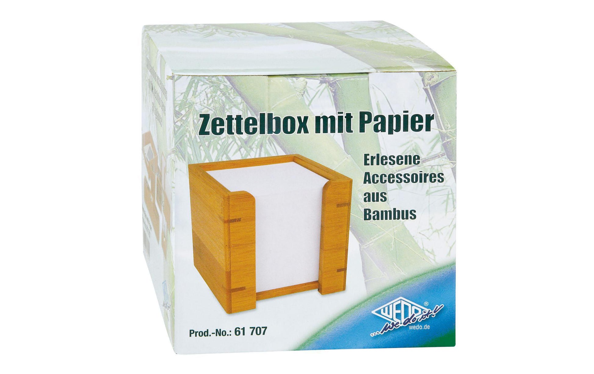 Wedo Zettelbox – 900 Blatt, 90 × 90 mm, Bambus, Holz, 103 × 103 × 105 mm