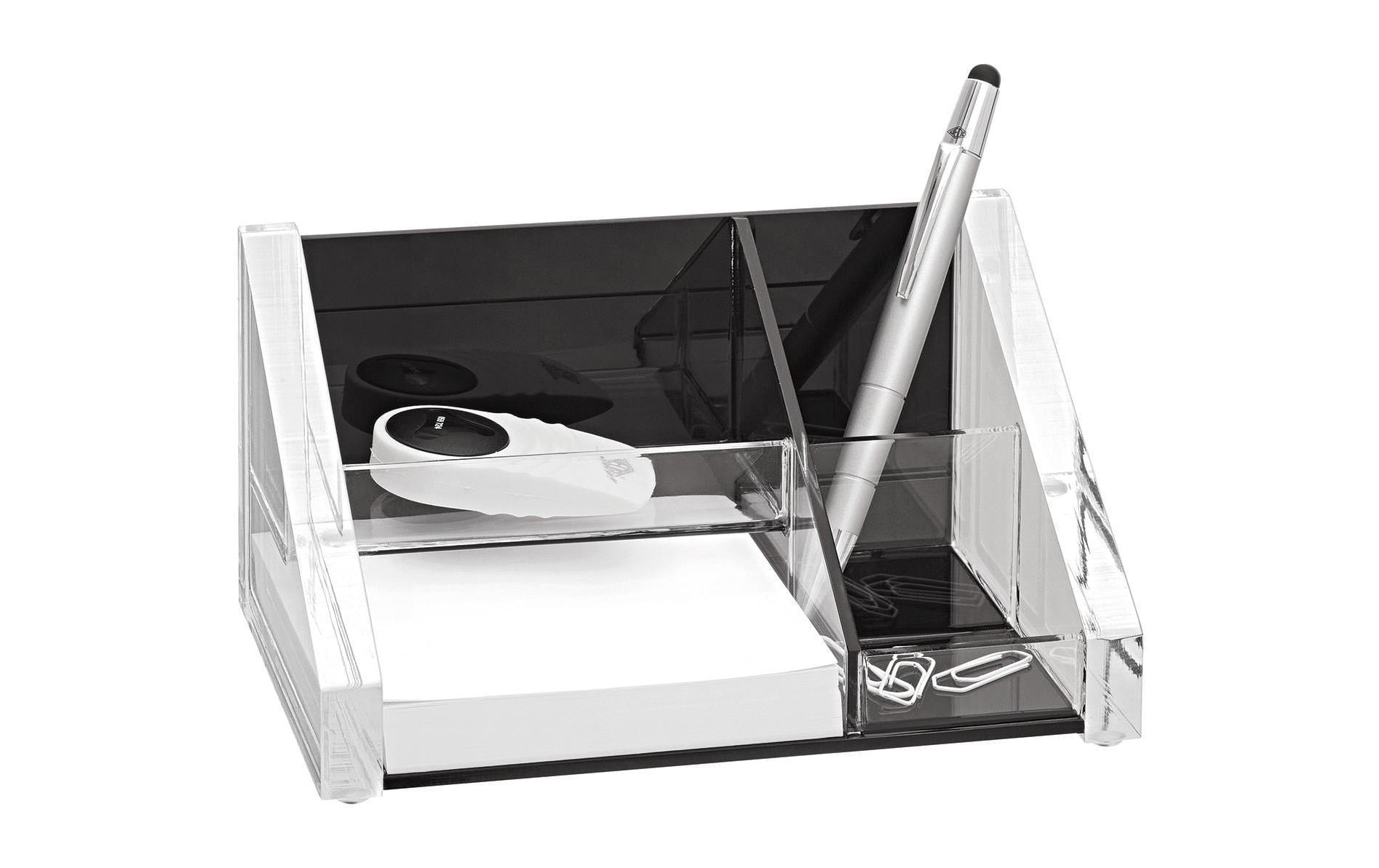 Wedo Stiftehalter – 3 Fächer, Acryl, schwarz/weiss, 164 × 97 × 89 mm