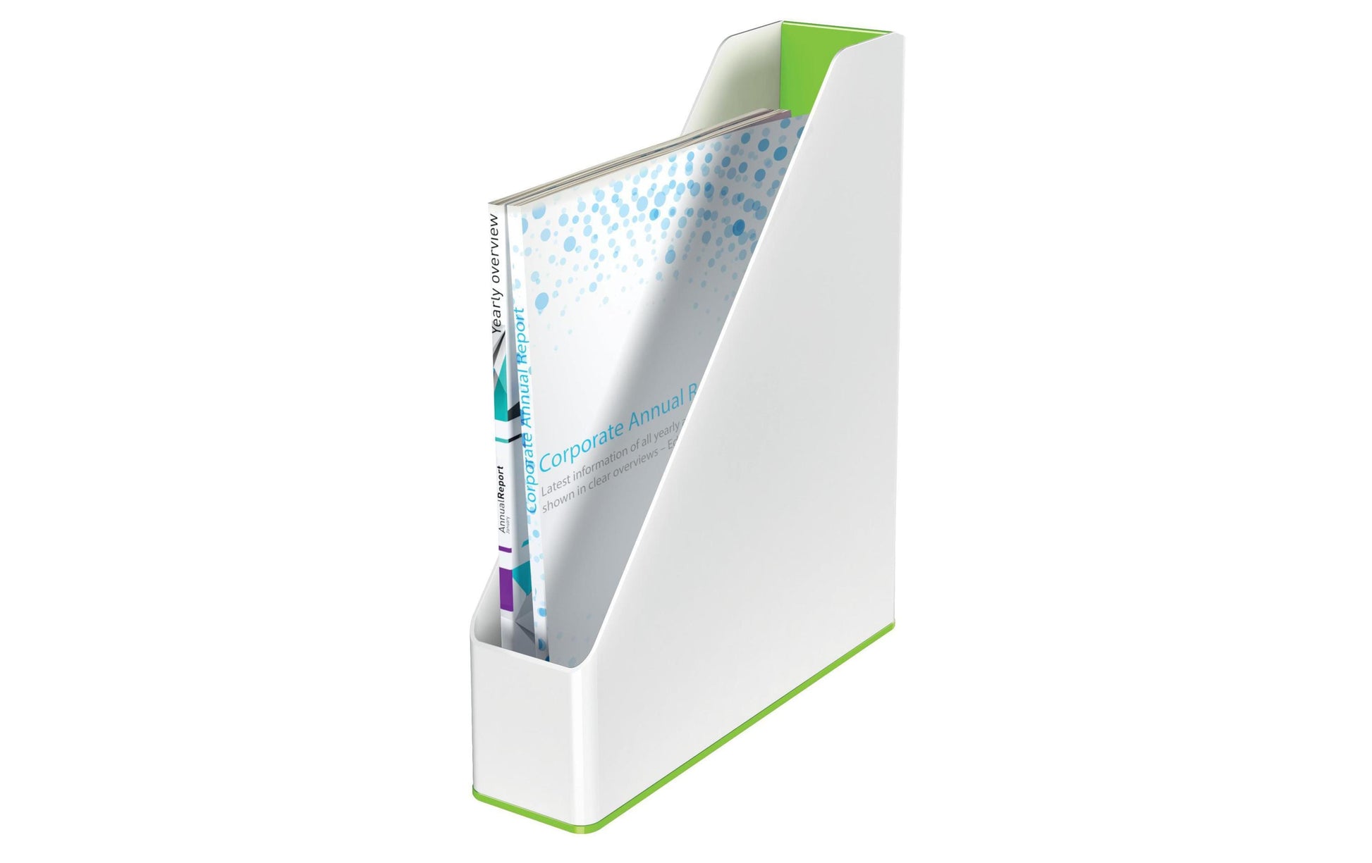 Leitz WOW Stehsammler – für A4, grün/weiss, Polystyrol (PS), B 73 × H 318 × T 272 mm