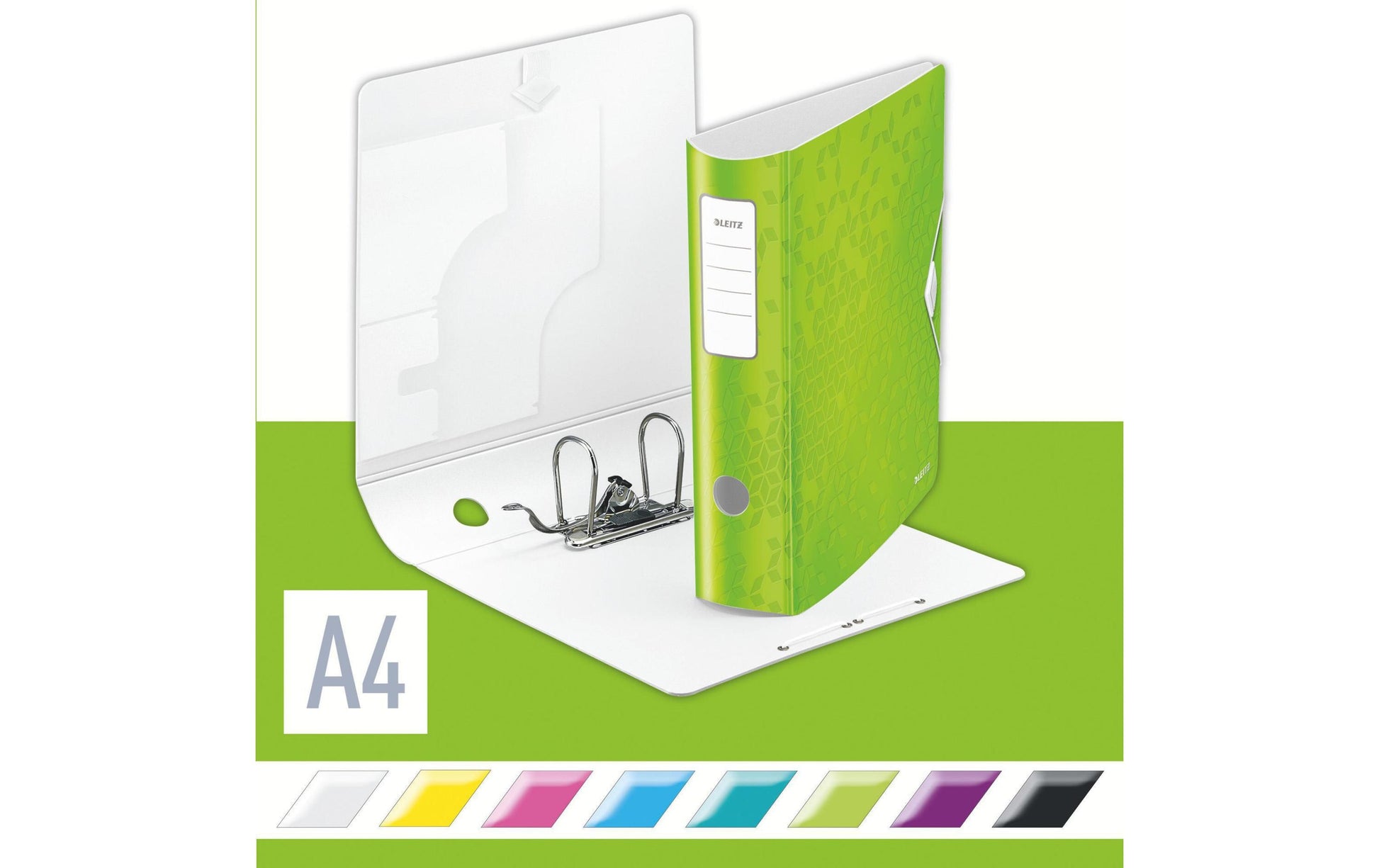 Leitz WOW 180° Ordner – für A4 – Rückenbreite 8,2 cm – Hellgrün