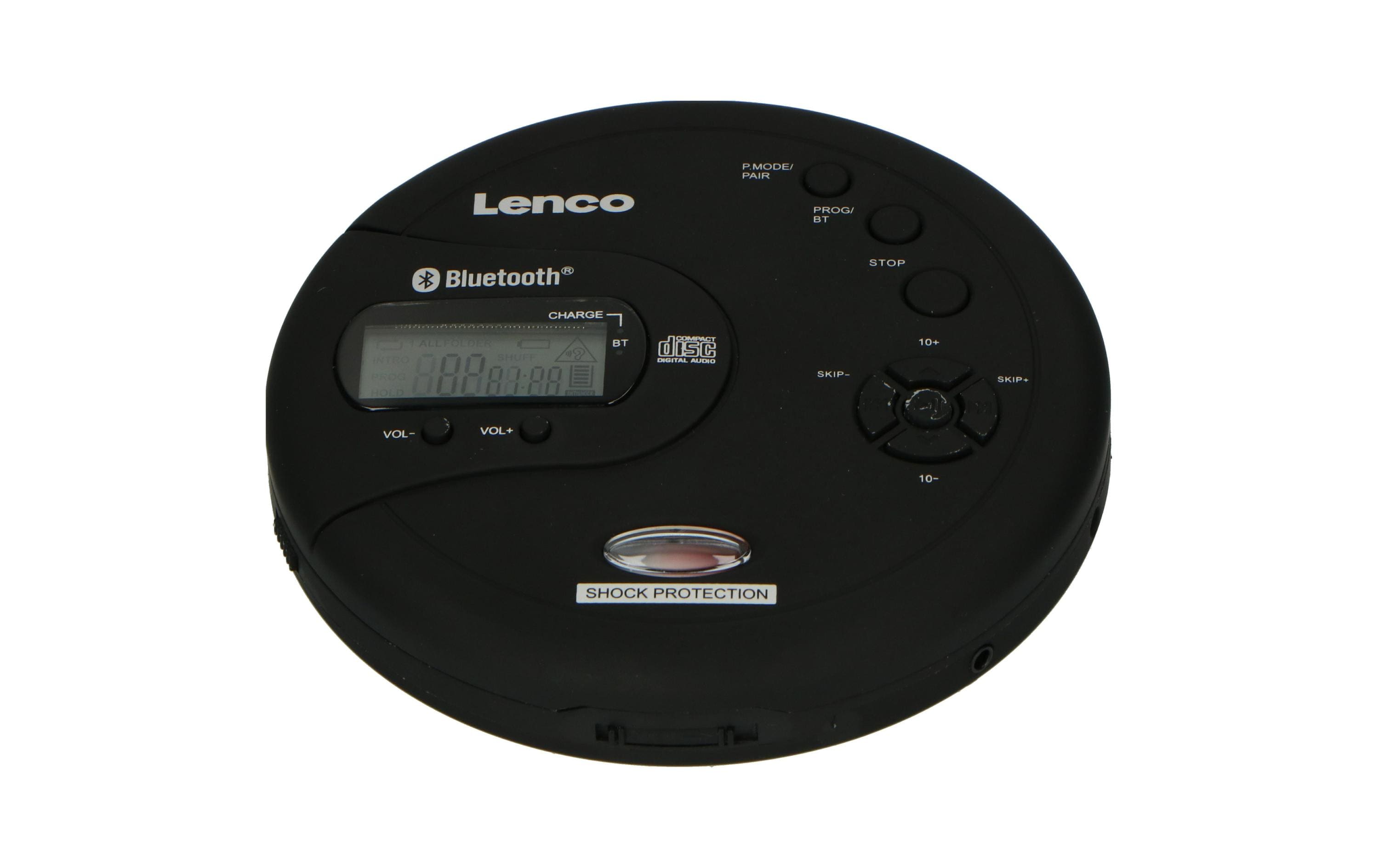Lenco CD-300 – CD-Player – Portabel – Bluetooth, Akkubetrieb – Schwarz