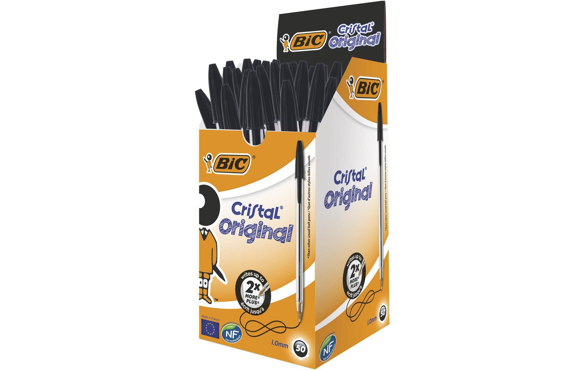 BIC Cristal Original Kugelschreiber – Schwarz, Spitze 0,3 mm, 50er Pack