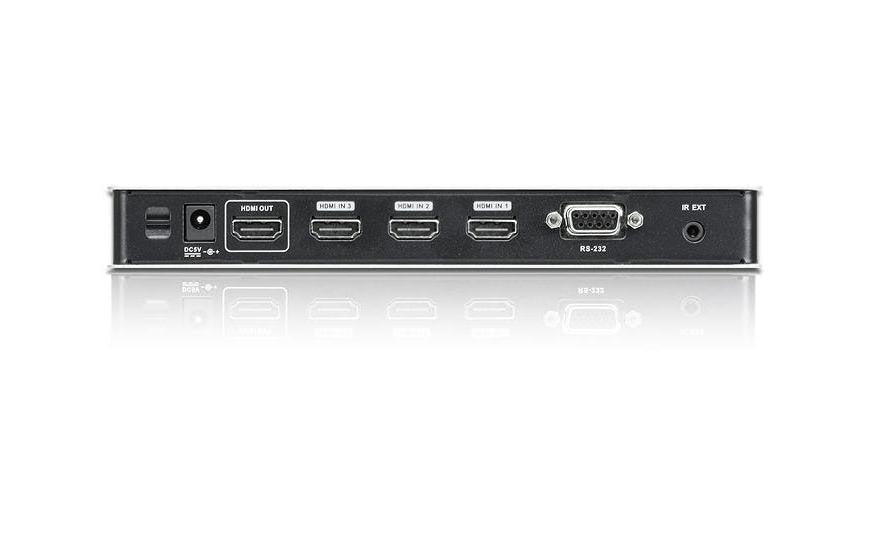 ATEN VS481B – HDMI-Switch – 4 HDMI-Eingänge, 1 HDMI-Ausgang, 4K UHD – Schwarz/Weiss, Metall