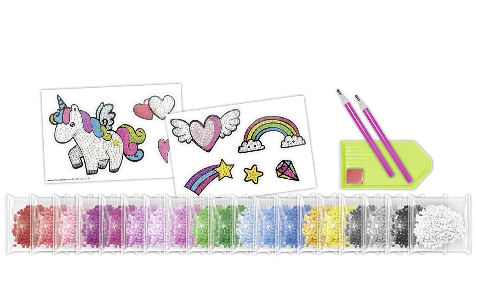 URSUS Sticker/Etiketten, Einhorn, mehrfarbig, 8 Stk