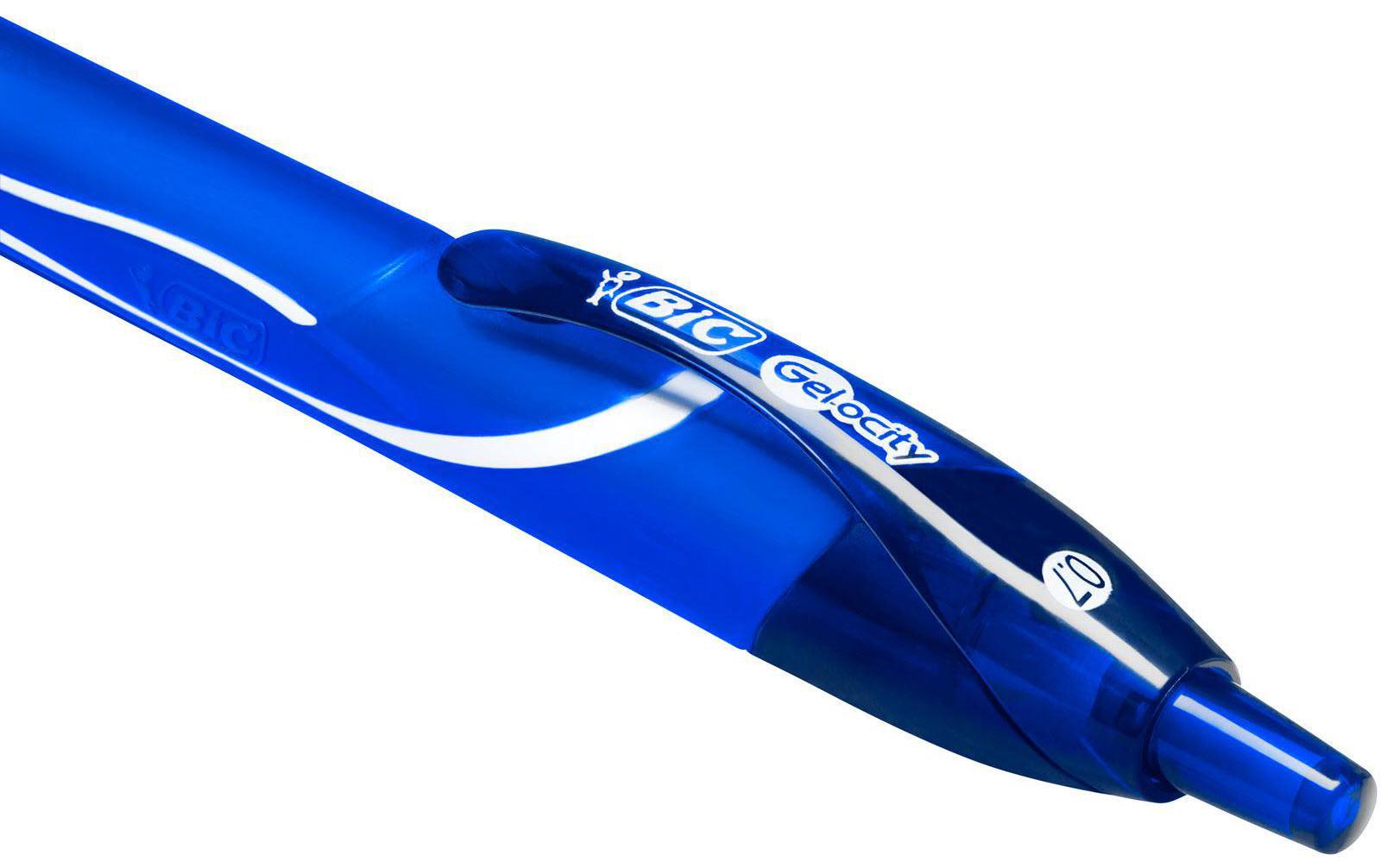 BIC Gel-ocity Quick Dry Gelschreiber, Druckmechanik – Blau, Spitze 0,7 mm, schnelltrocknend, nachfüllbar