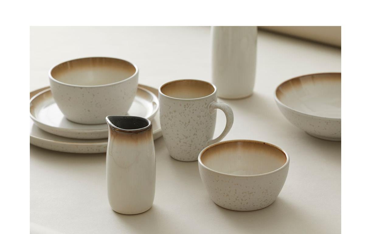 BITZ Speiseteller – 6er Set, Ø 27 cm, Steinzeug, Creme