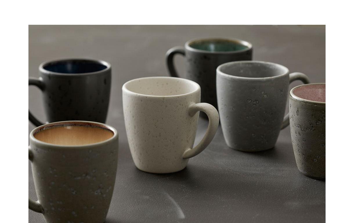 BITZ Kaffeetasse – 6er Set, 190 ml, Ø 6,8 cm, Steinzeug, Schwarz/Blau, spülmaschinenfest, mikrowellengeeignet