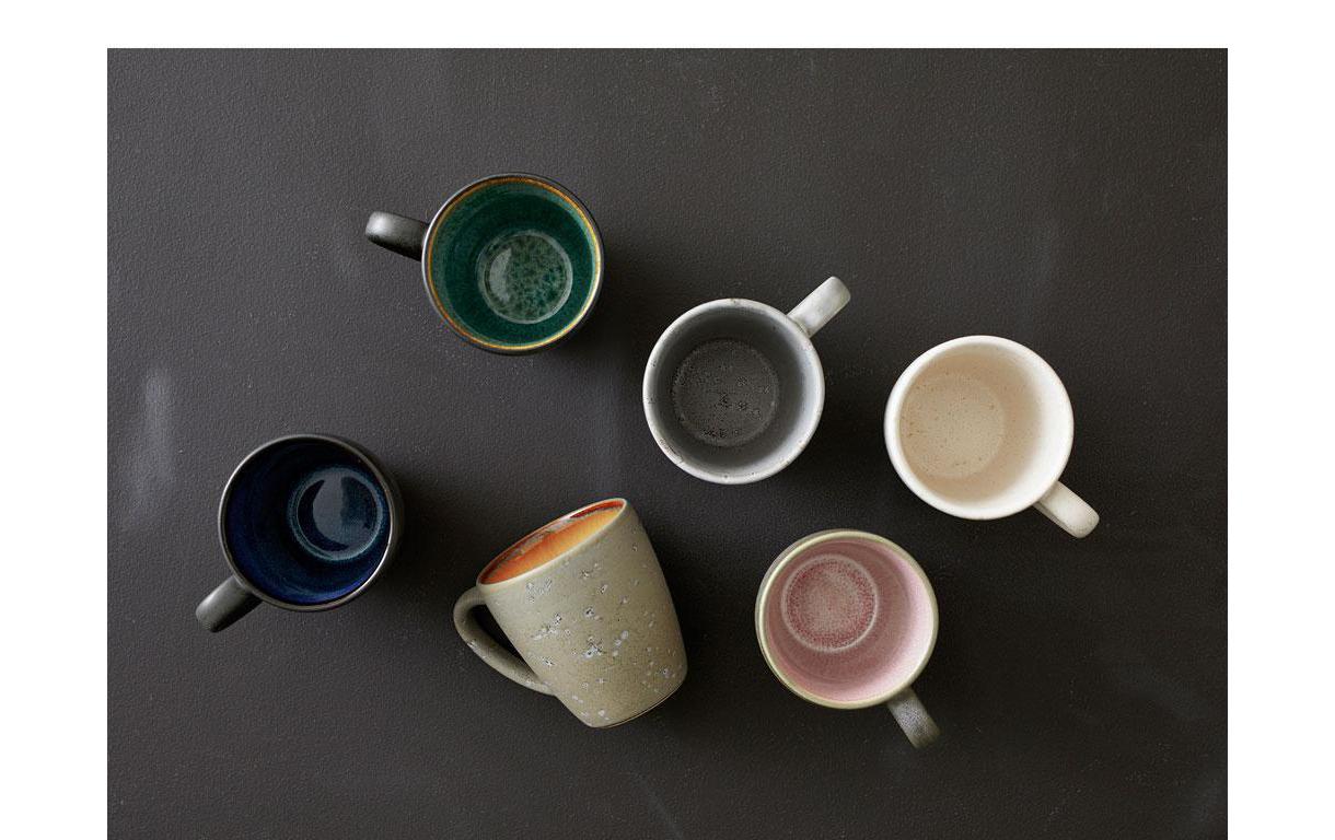 BITZ Kaffeetasse – 6er Set, 190 ml, Ø 6,8 cm, Steinzeug, Schwarz/Blau, spülmaschinenfest, mikrowellengeeignet