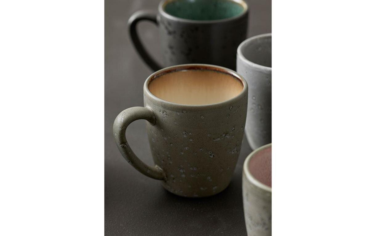 BITZ Kaffeetasse – 6er Set, 190 ml, Ø 6,8 cm, Steinzeug, Grau/Creme, spülmaschinenfest, mikrowellengeeignet