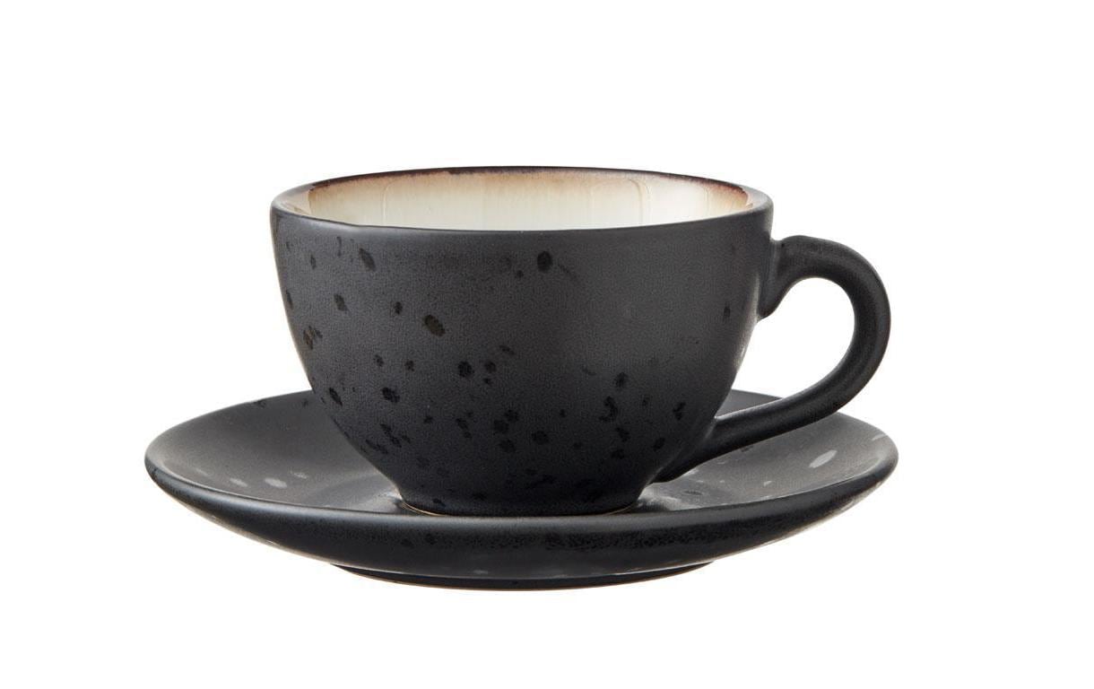 BITZ Kaffeetasse – 4er Set, 240 ml, Ø 10 cm, Steinzeug, Schwarz, spülmaschinenfest, mikrowellengeeignet