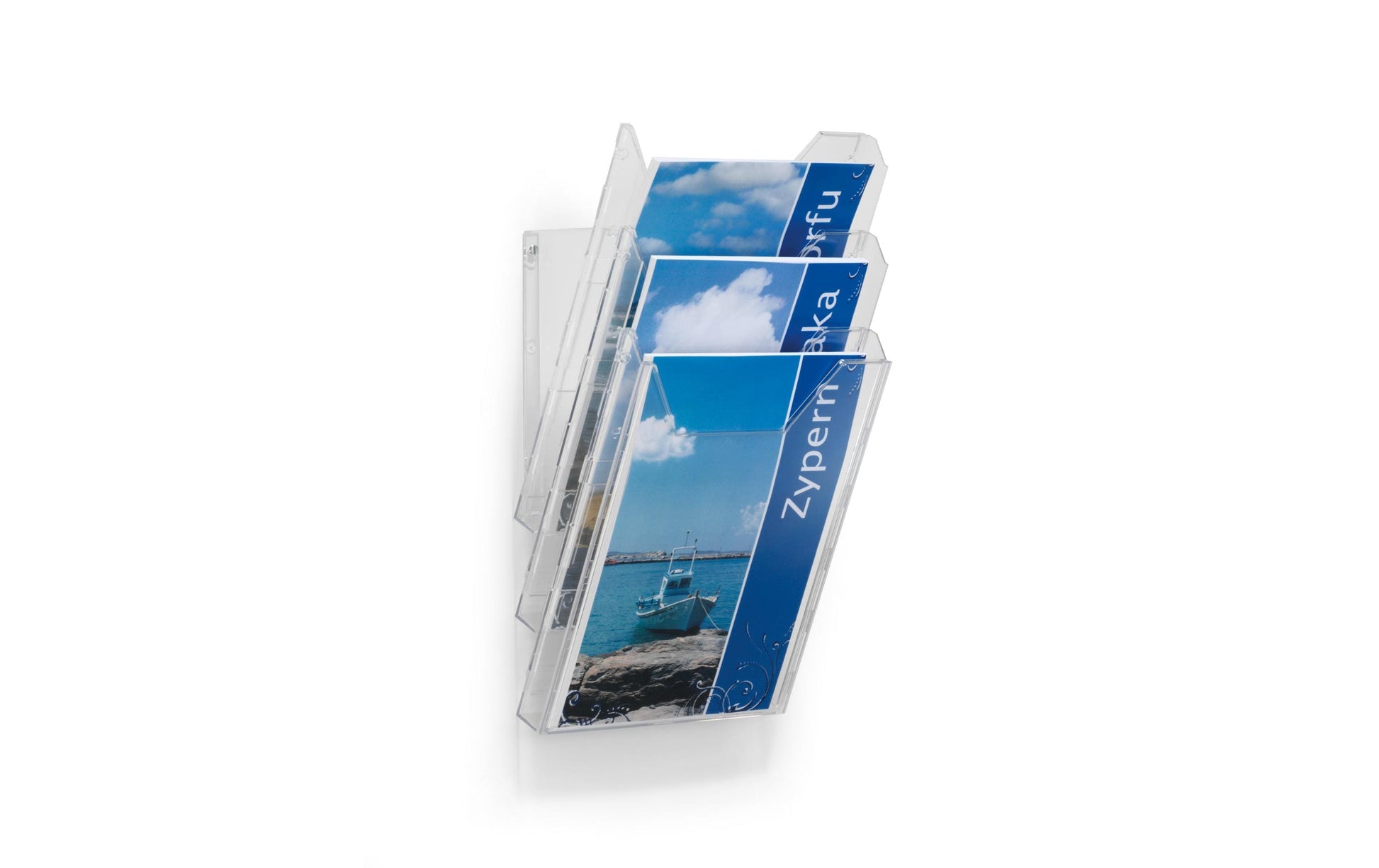 Durable Wandprospekthalter A4 – für Wand- und Tischanwendung – transparent – Combiboxx Set L