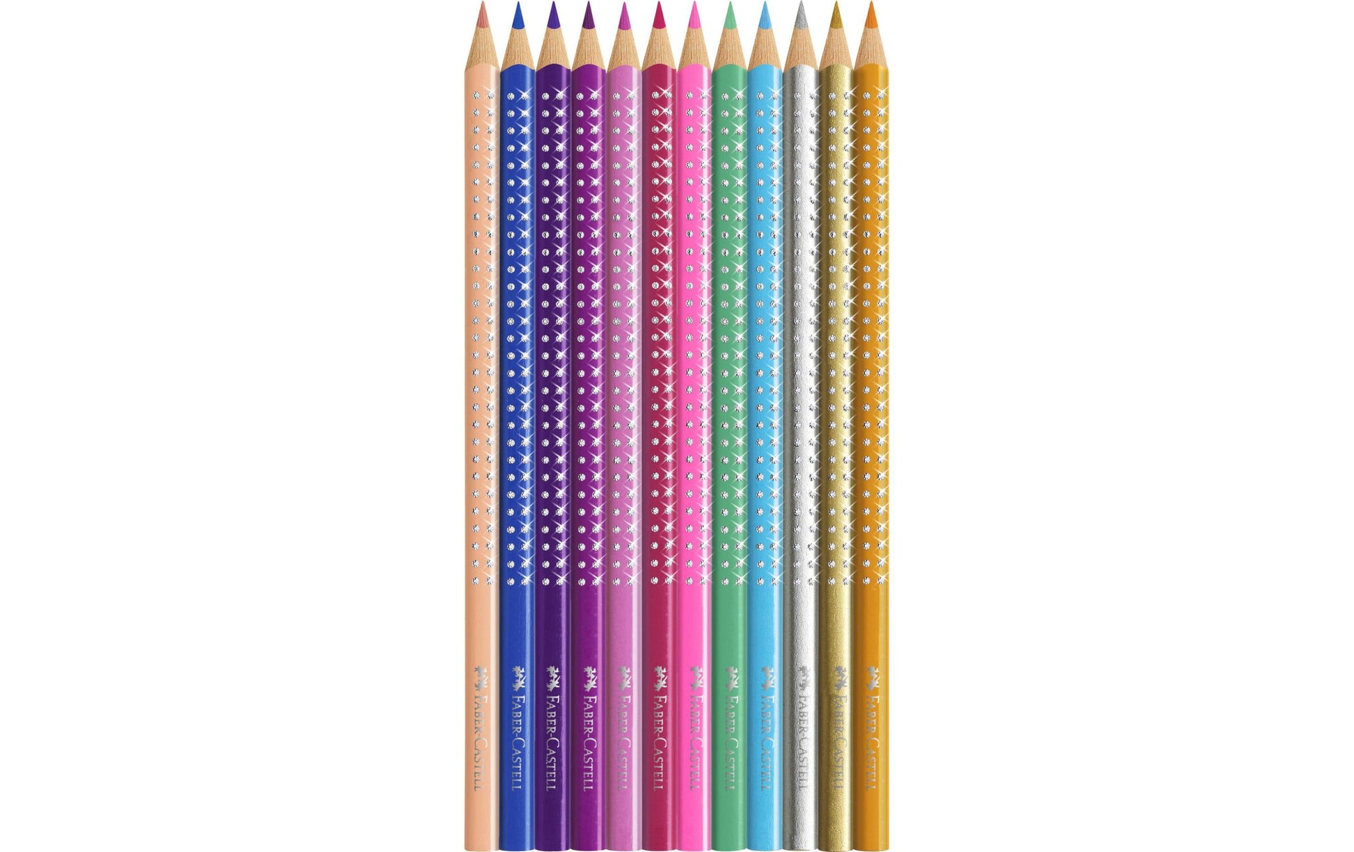 Faber-Castell Aquarellfarbstifte Grip Sparkle – 12 Farben, im Metalletui, Ø 3 mm, dreikantig, FSC
