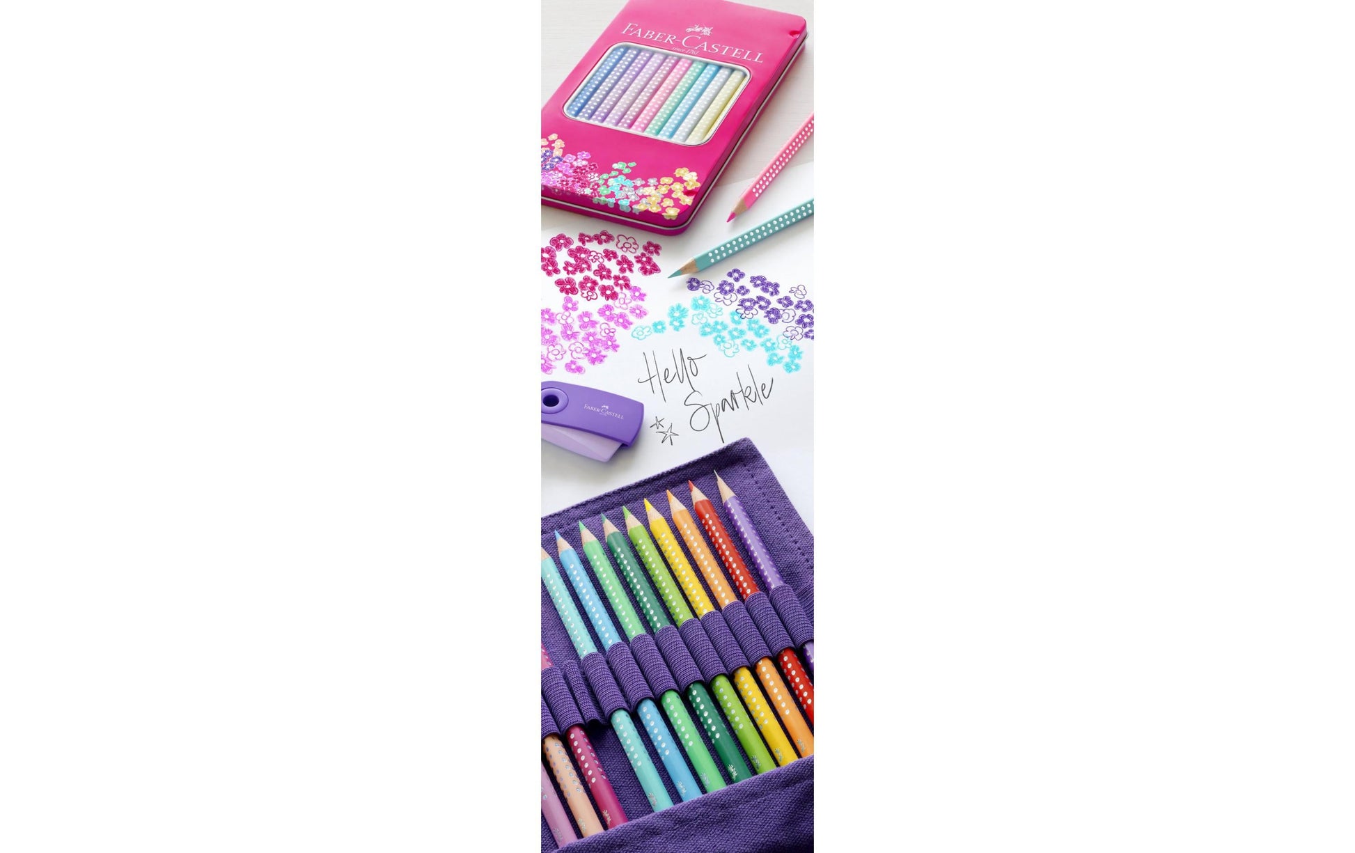 Faber-Castell Aquarellfarbstifte Grip Sparkle – 12 Farben, im Metalletui, Ø 3 mm, dreikantig, FSC