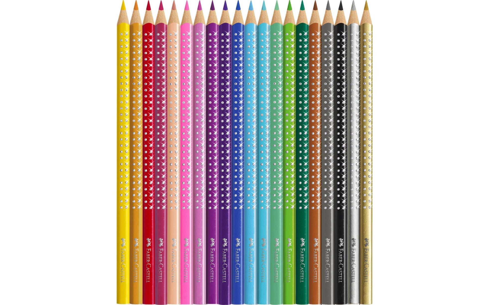Faber-Castell Aquarellfarbstifte Grip Sparkle – 20 Farben, im Metalletui, mit Spitzer, Ø 3 mm, dreikantig, FSC