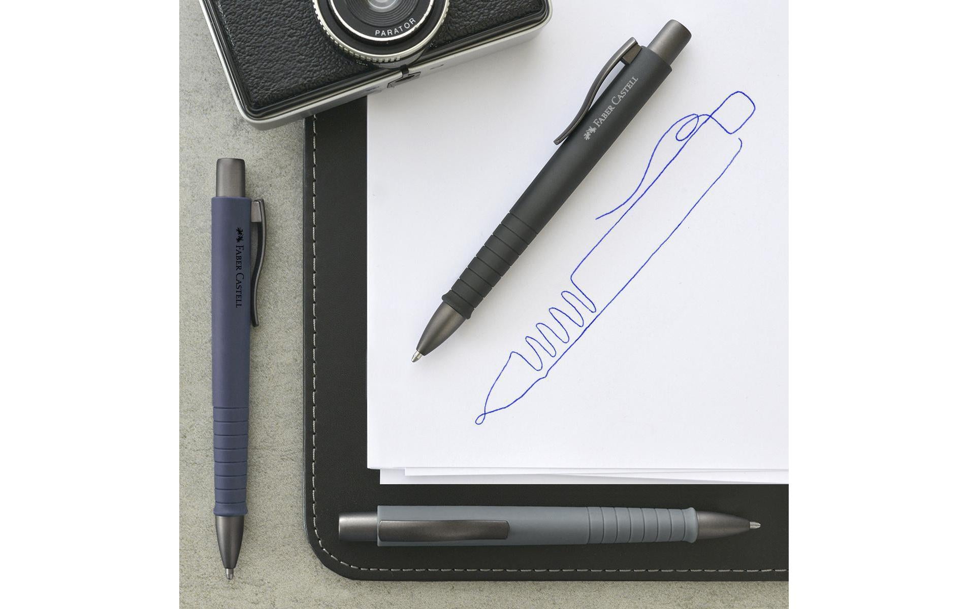 Faber-Castell Poly Ball Urban Kugelschreiber – Blau, Druck, Grau, dokumentenecht, nachfüllbar