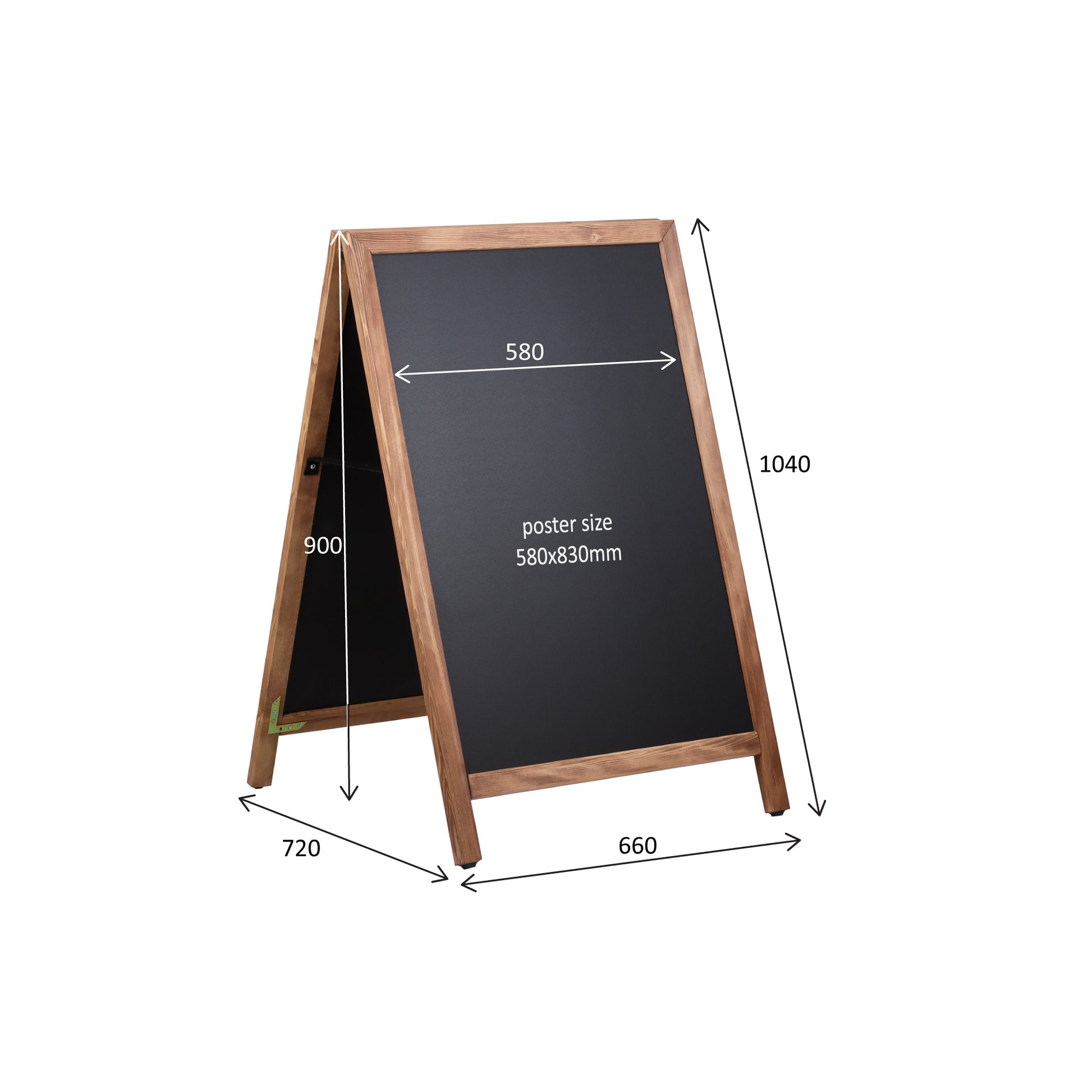 Europel Kundenstopper DELUXE – 660 × 1'040 mm – Kiefernholzrahmen, schwarz – doppelseitig, für Kreidemarker