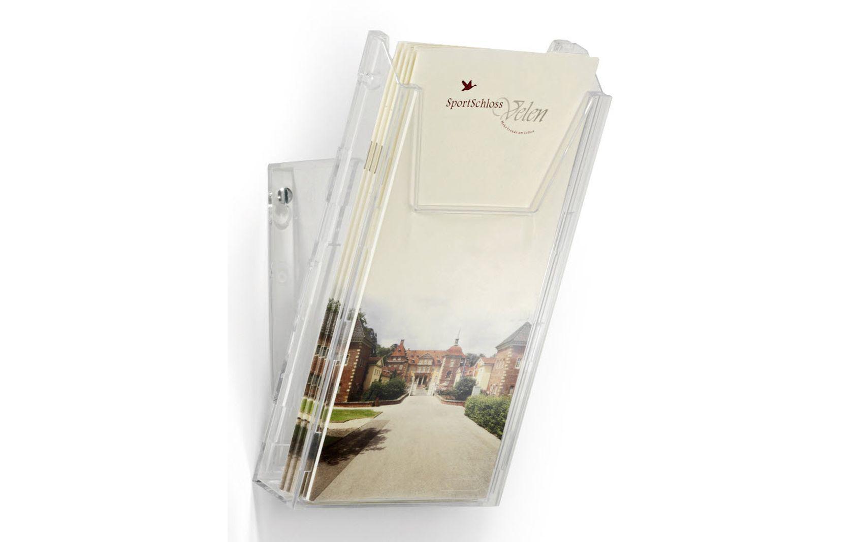 Durable Wandprospekthalter DL – für Wand- und Tischanwendung – transparent – Combiboxx 859019