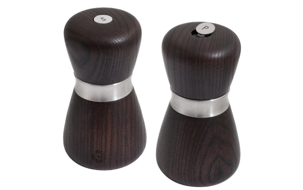 CrushGrind Salz-/Pfeffermühle 10 cm, Holz (Esche)/Edelstahl, Dunkelbraun