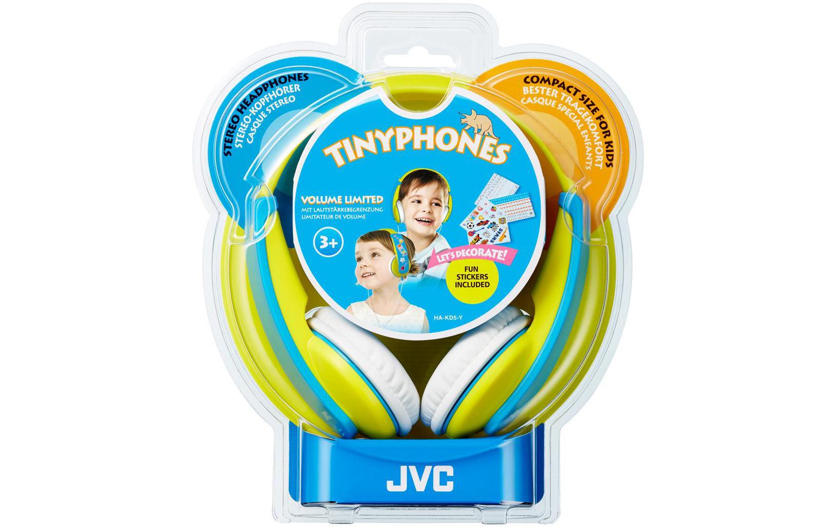 JVC HA-KD5 Kinderkopfhörer – On-Ear, Stereo, Kabelgebunden, 3,5 mm Klinke, 85 dB Lautstärkebegrenzung, Gelb