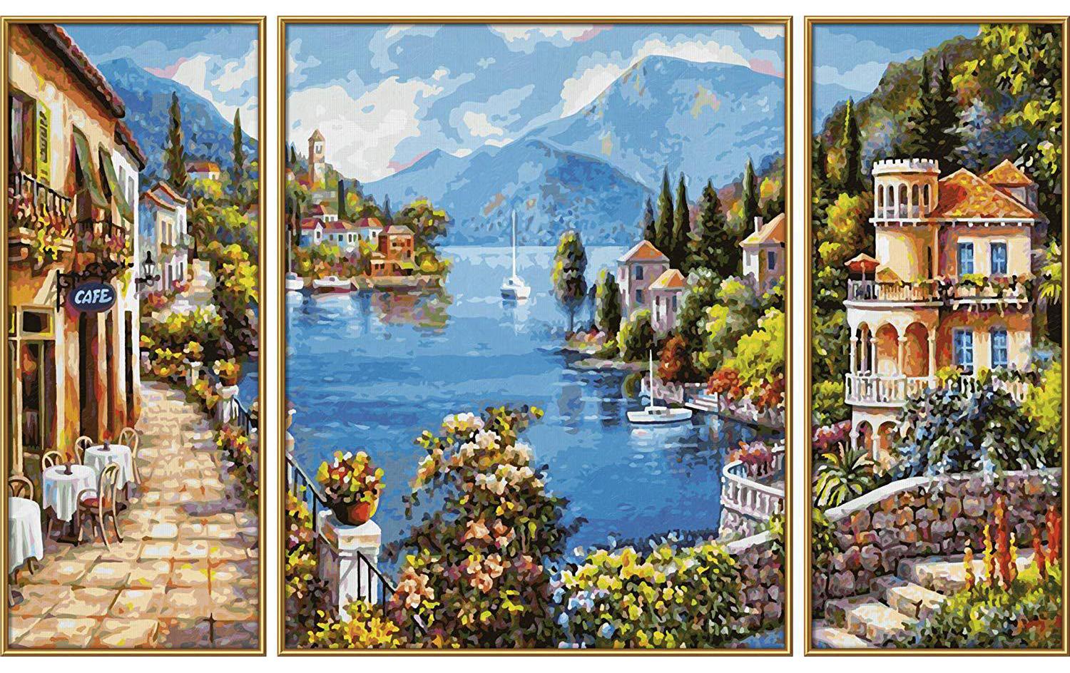 Schipper Malen-nach-Zahlen-Set – Romantischer See – 3-teilig, 40 × 50 cm + 2 × 20 × 50 cm – ab 8 Jahren