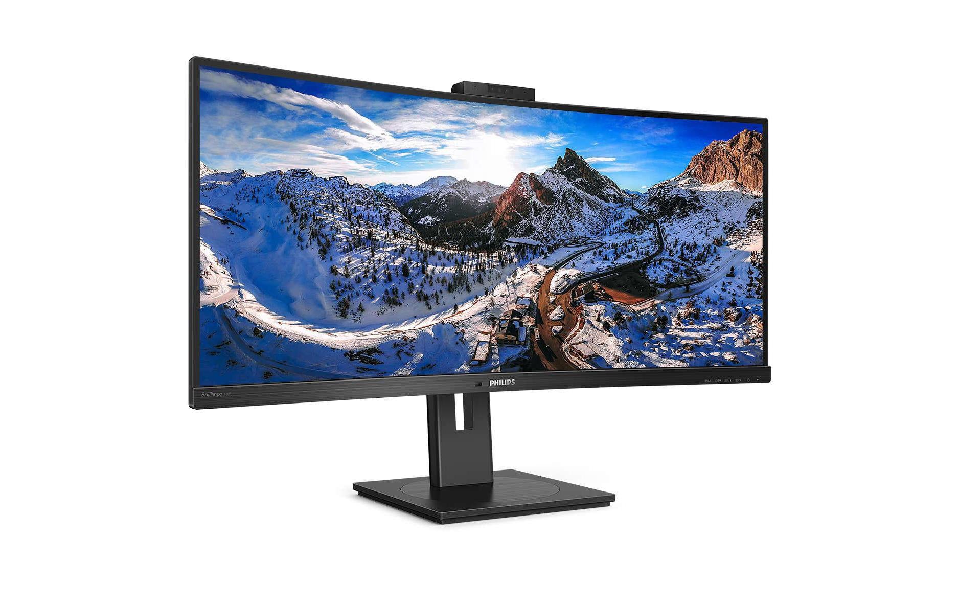 Philips 346P1CRH – Monitor, 34", 100 Hz, 500 cd/m², USB-C, Daisy Chain, KVM, Webcam, VESA 100 × 100, Schwarz