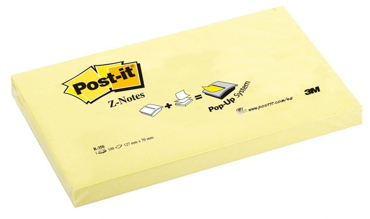Post-it Haftnotizen Z-Notes – 127×76 mm – Gelb, 100 Blatt, Z-Faltung, PEFC