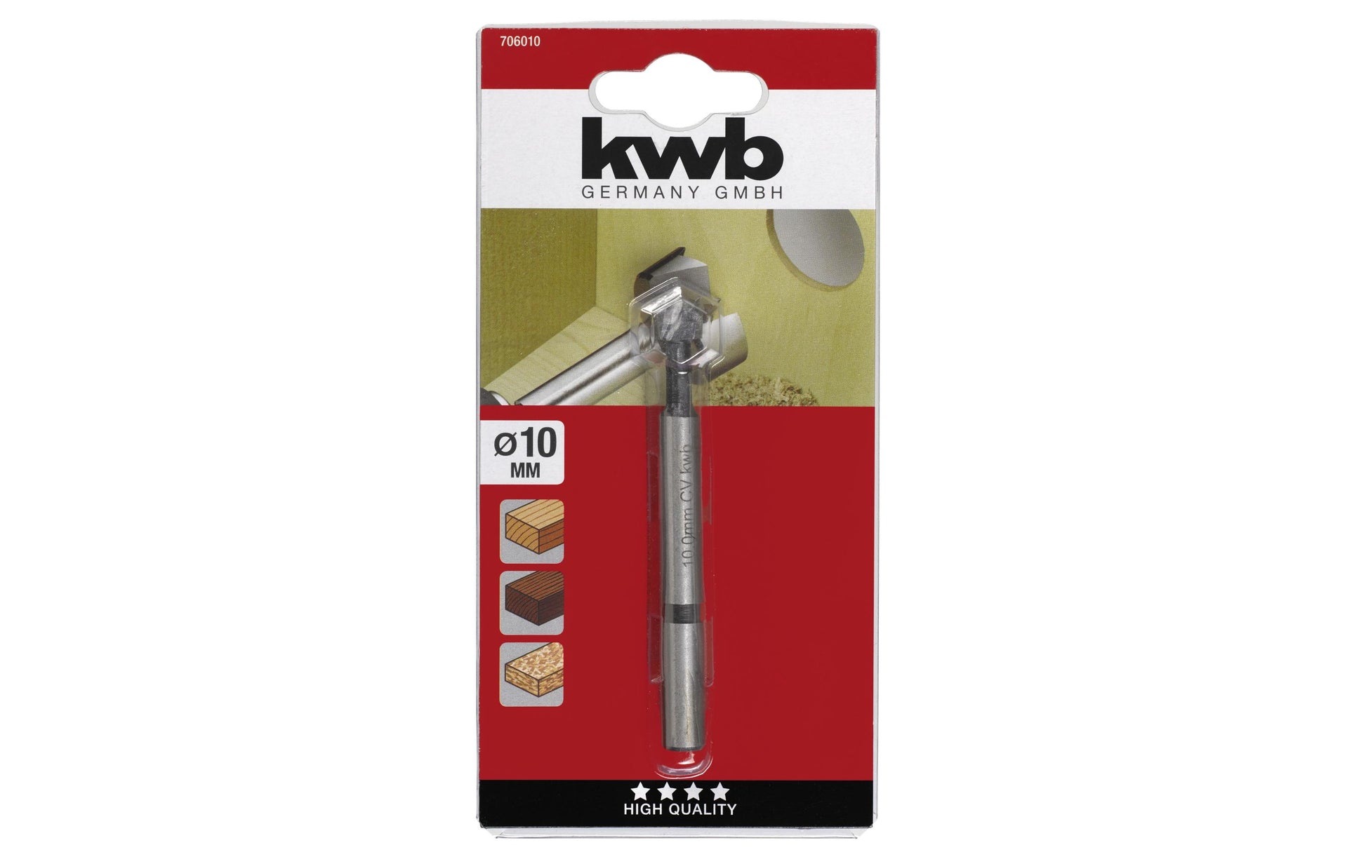kwb Forstnerbohrer 10 mm Stahl Zylinderschaft – für Holz – 1 Stk