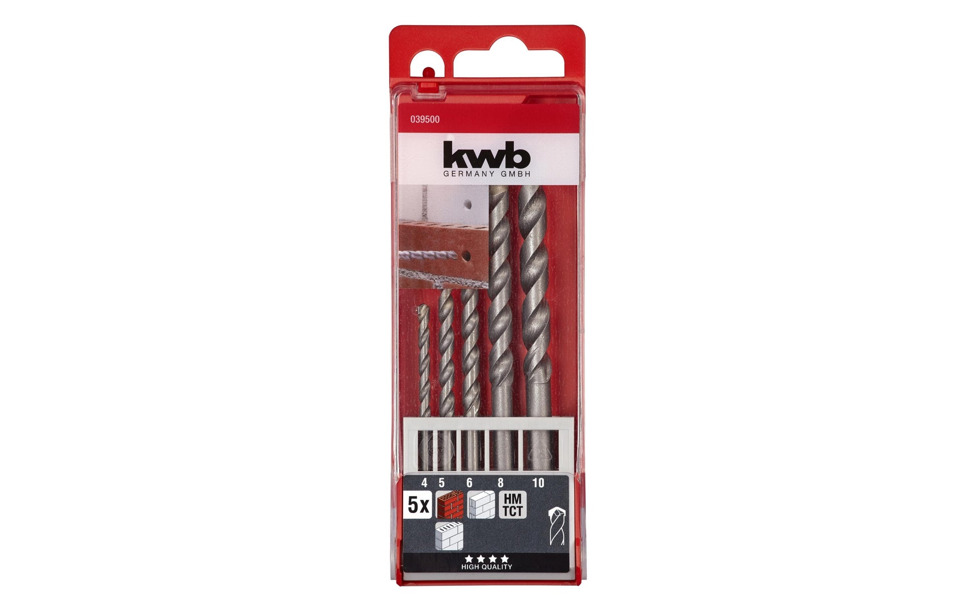 kwb Steinbohrersatz 4/5/6/8/10 mm – Zylinderschaft – für Mauerwerk & Beton – 5-tlg.