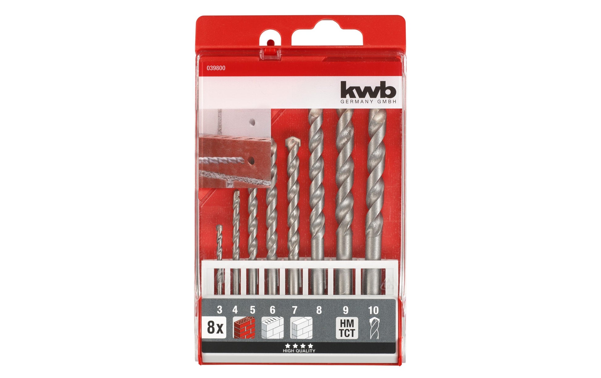 kwb Steinbohrersatz 3/4/5/6/7/8/9/10 mm – 160 mm – Zylinderschaft – für Mauerwerk & Beton – 8-tlg.