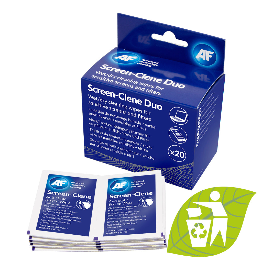 AF Feucht- & Trockentücher – für LCD/TFT/Plasma – 10,5 × 9,5 cm – 20 Stk.