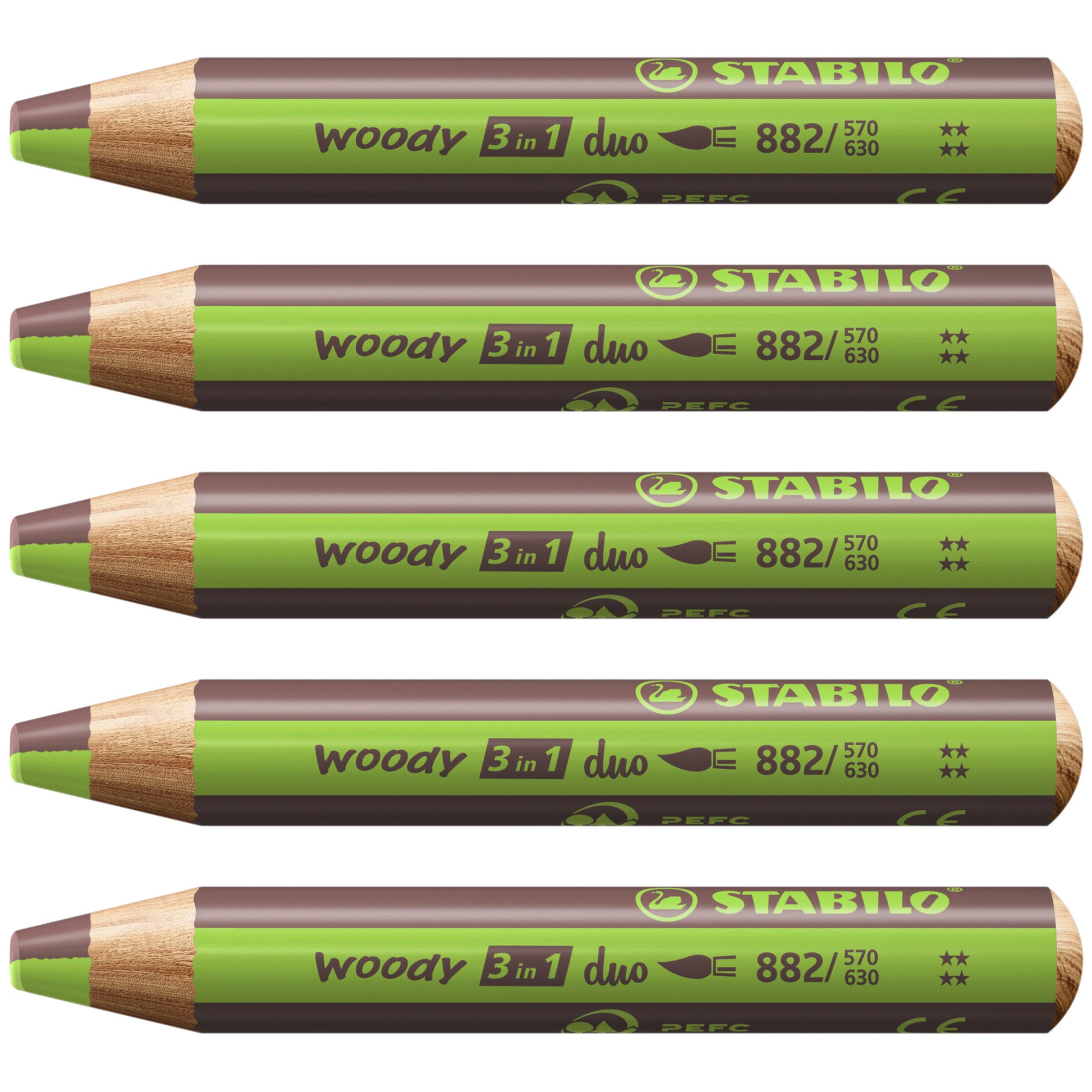 STABILO woody 3 in 1 Duo – 5 Duofarben, mit Spitzer
