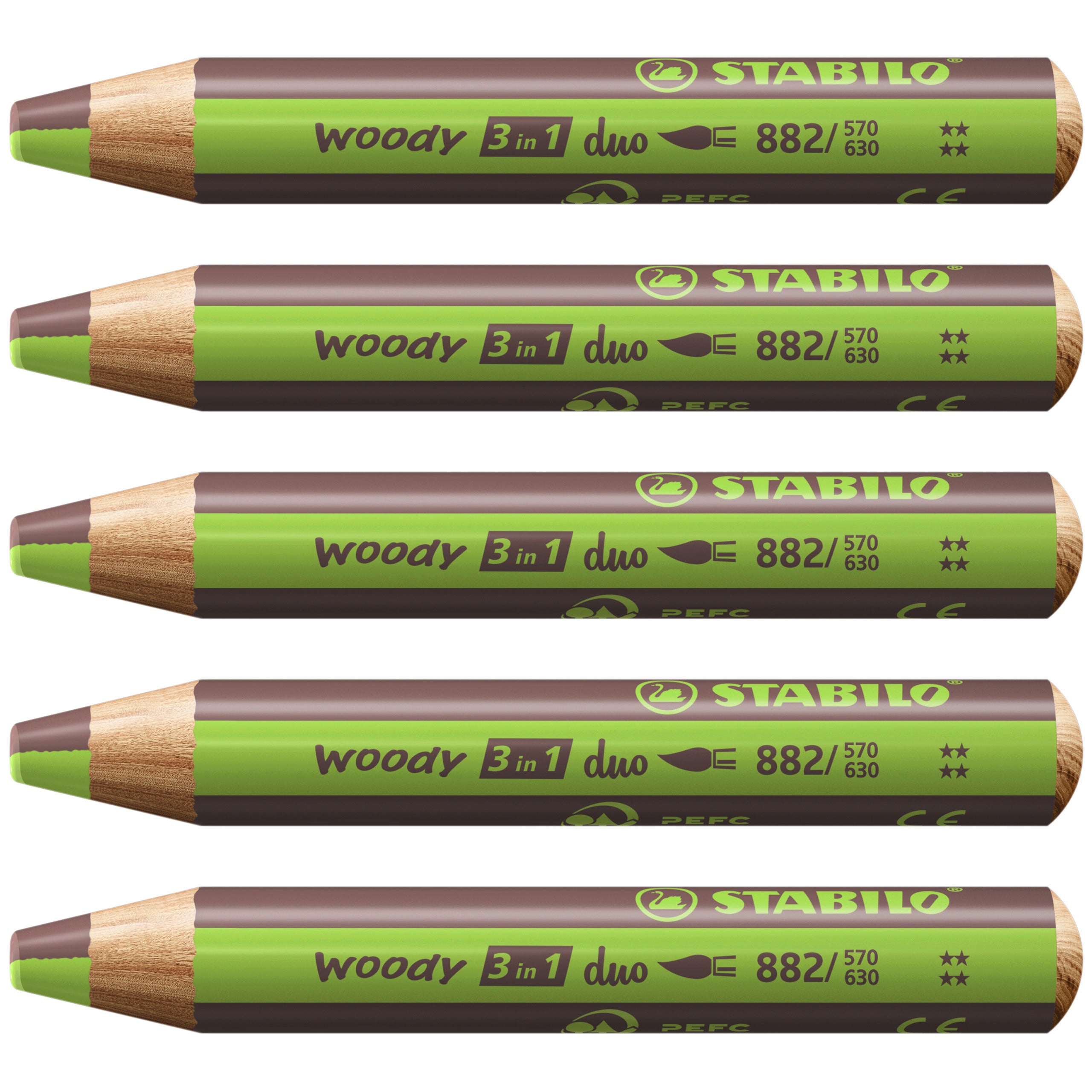 STABILO woody 3 in 1 Duo – 5 Duofarben, mit Spitzer