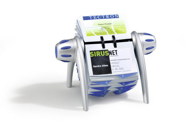 Durable Visifix Flip Visitenkartenbuch – für 400 Visitenkarten, Kunststoff, Silber/Blau, A–Z-Register