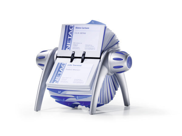 Durable Visifix Flip Visitenkartenbuch – für 400 Visitenkarten, Kunststoff, Silber/Blau, A–Z-Register