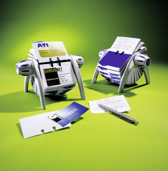 Durable Visifix Flip Visitenkartenbuch – für 400 Visitenkarten, Kunststoff, Silber/Blau, A–Z-Register
