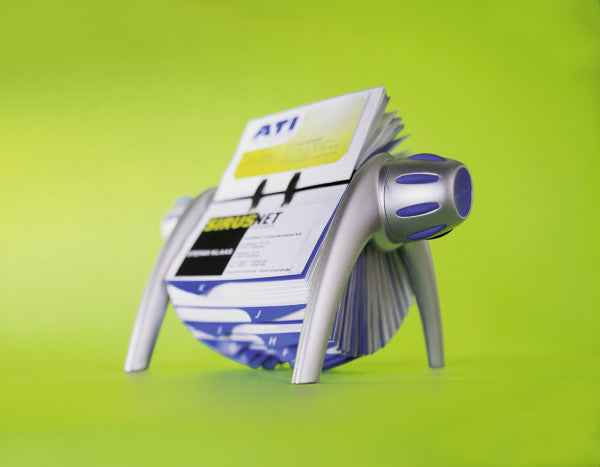 Durable Visifix Flip Visitenkartenbuch – für 400 Visitenkarten, Kunststoff, Silber/Blau, A–Z-Register