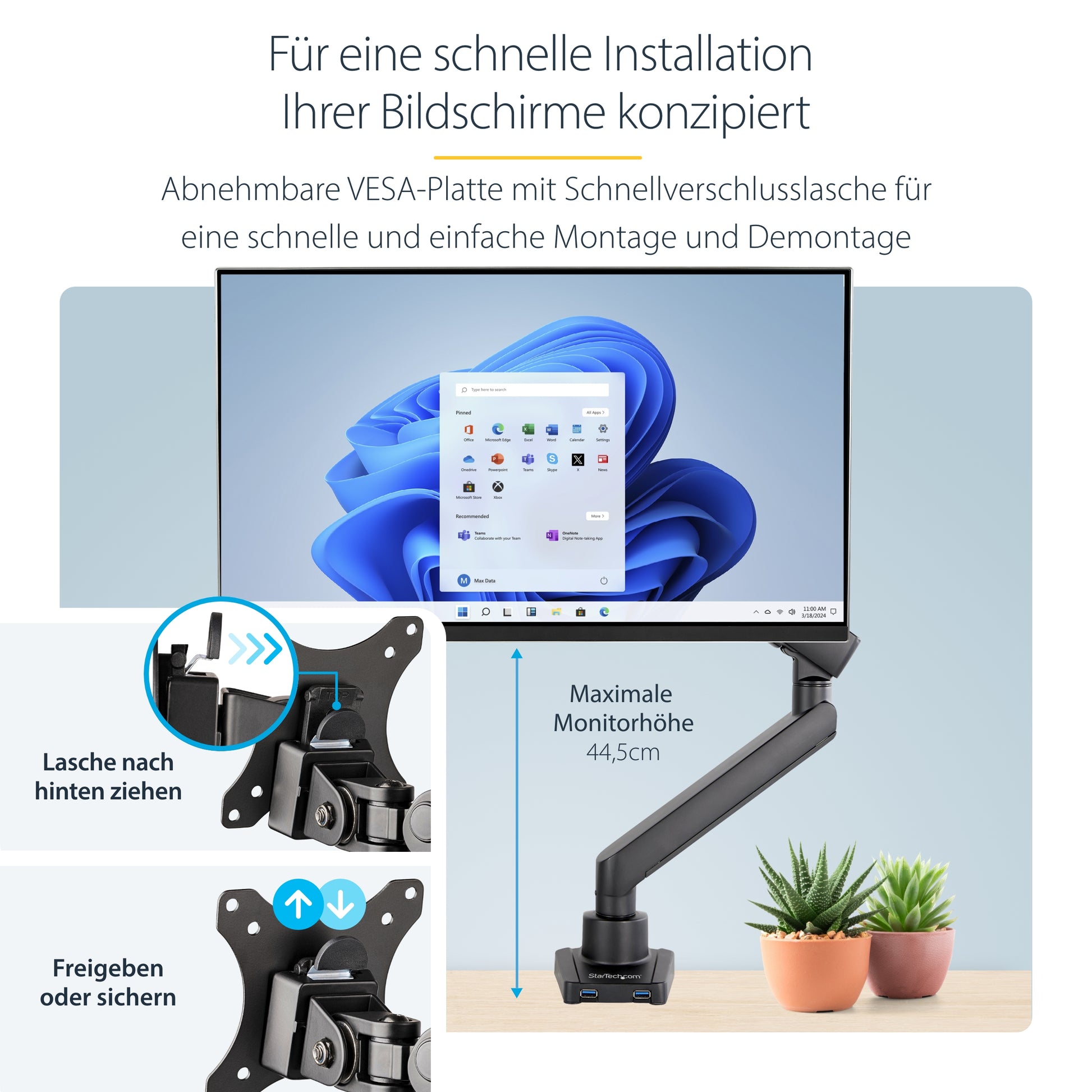 StarTech.com Monitorarm, VESA 75 × 75/100 × 100 mm