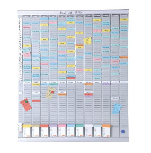 Nobo Jahresplaner, magnetisch, trocken abwischbar, Montagesatz inkl. – 80 × 96 cm, Grau