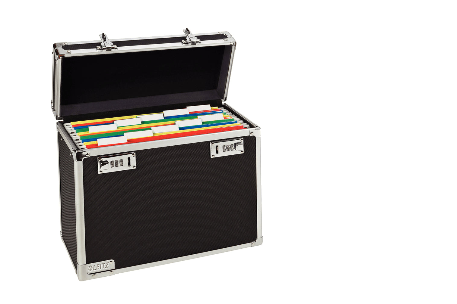 Leitz Hängemappen-Box A4 – für 15 Hängemappen, mit Tragegriff, 366 × 310 × 165 mm, Schwarz, Holz