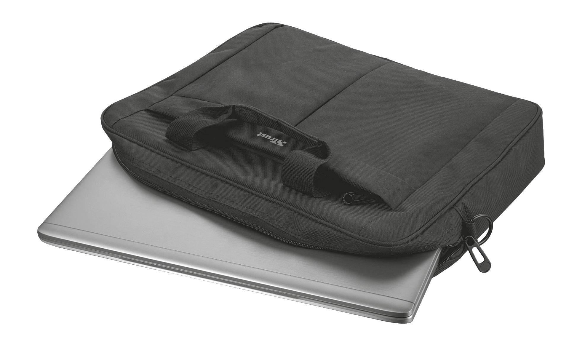 Trust Notebook-Tasche bis 16" – 2 Fächer, Schultergurt – Schwarz