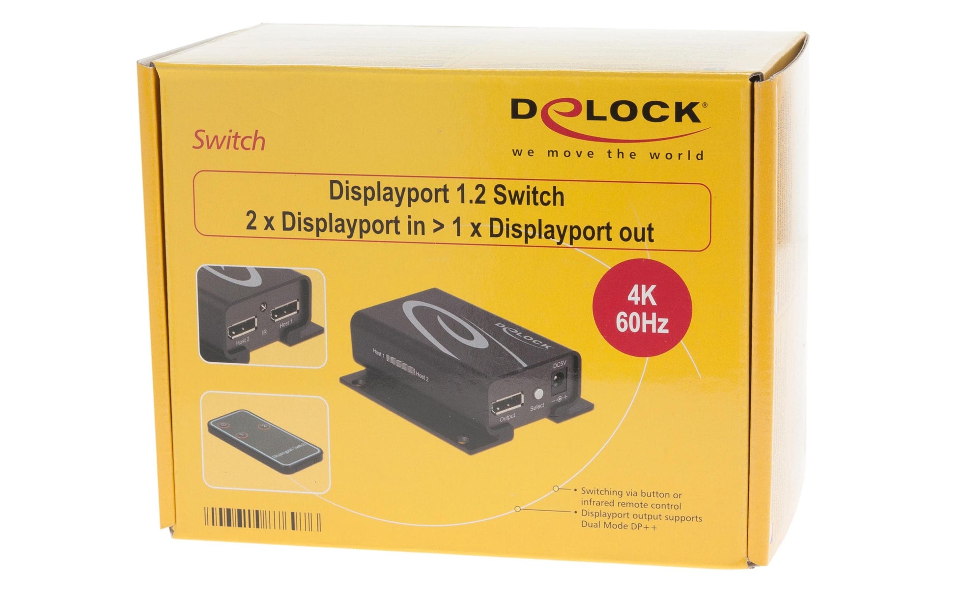 DeLOCK 87697 – DisplayPort-Umschalter – 4K UHD, 2 Eingänge, 1 Ausgang – Schwarz, Metall, 1 Stück