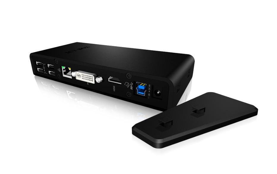 ICY BOX IB-DK2241AC Dockingstation – USB-A, 1× HDMI, 1× DVI, GbE, 3,5 mm Audio, für Windows/Mac