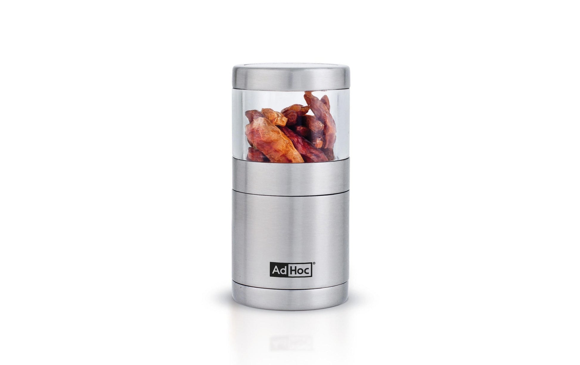 AdHoc Voyage – Mini Chilischneider, Ø 3,8 × 7,5 cm, Edelstahl/Acryl, transparent